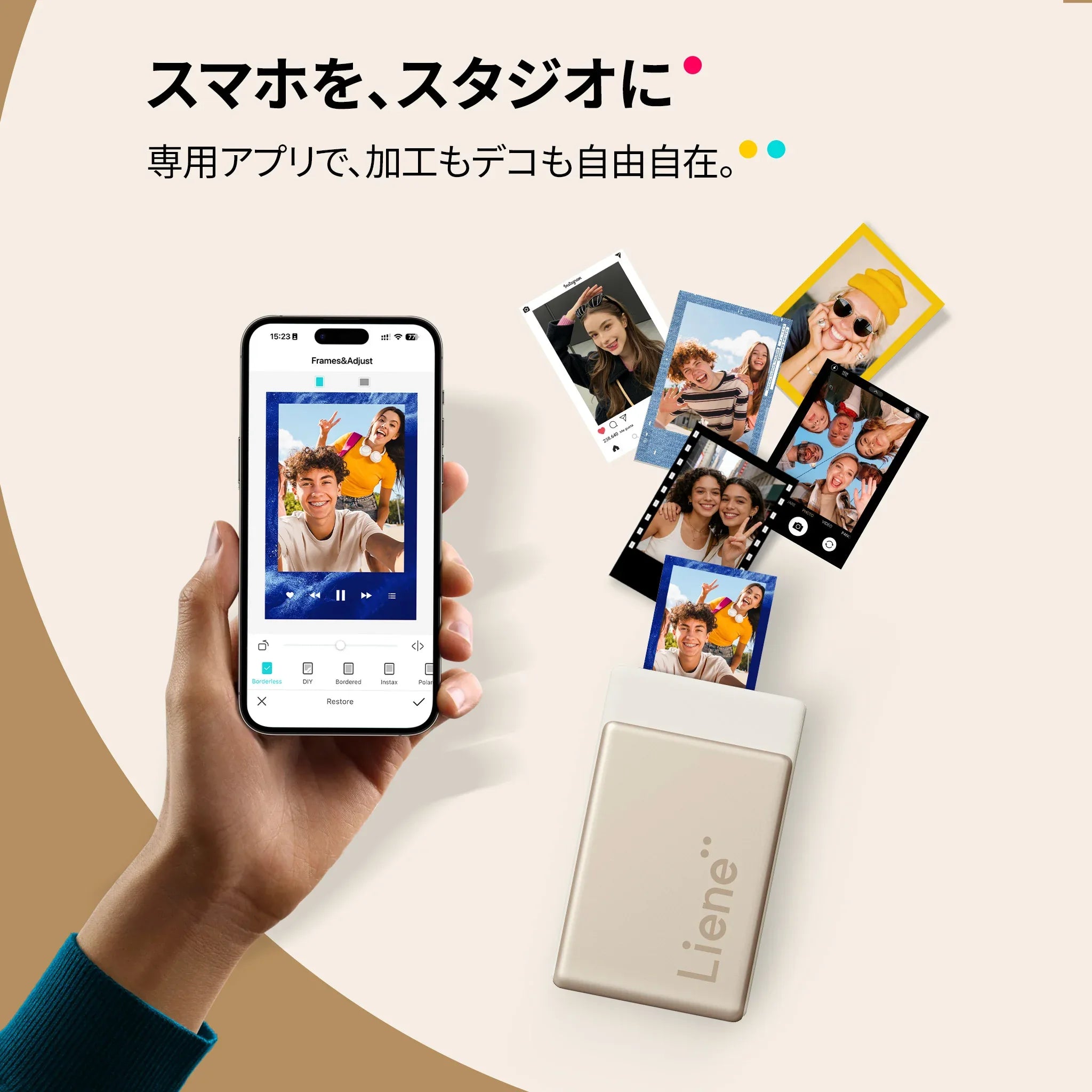 Liene Pearl N200 Pro コンパクトポータブルプリンター - ゴールドカラー