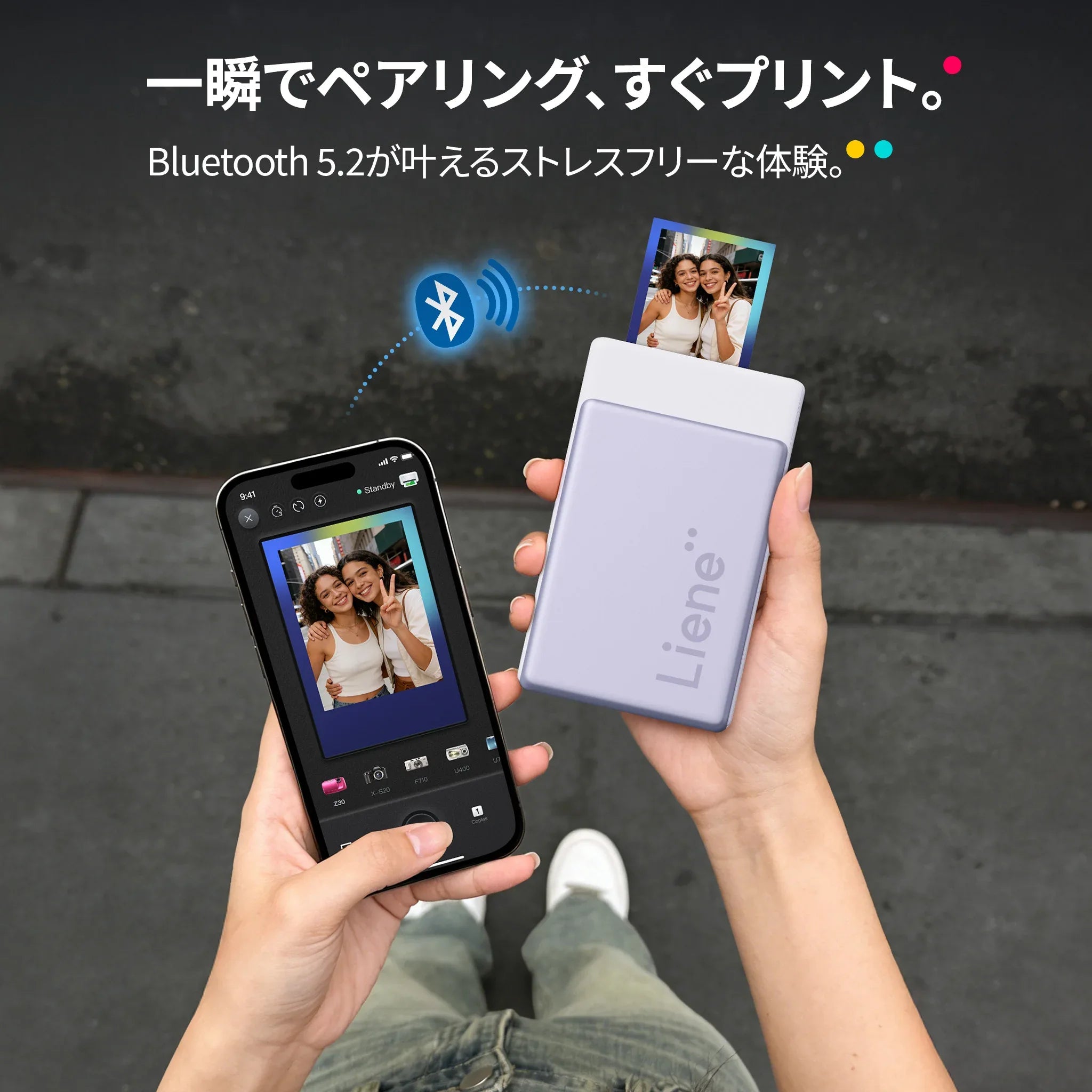 Liene Pearl N200 Pro ポータブルフォトプリンター セット（パープル）