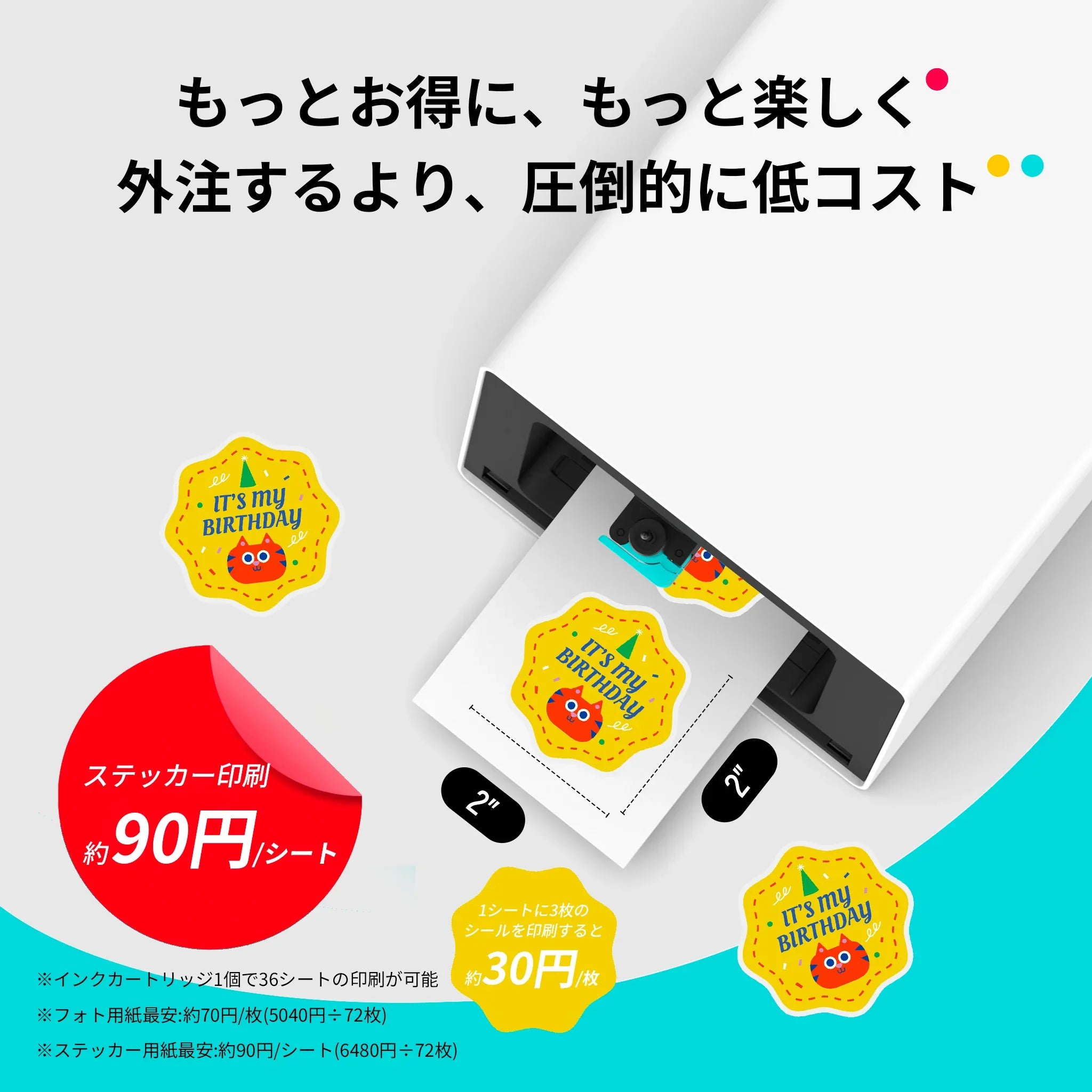 PixCut S1専用 4x7ステッカー用紙とインクセット - 印刷必要品一式